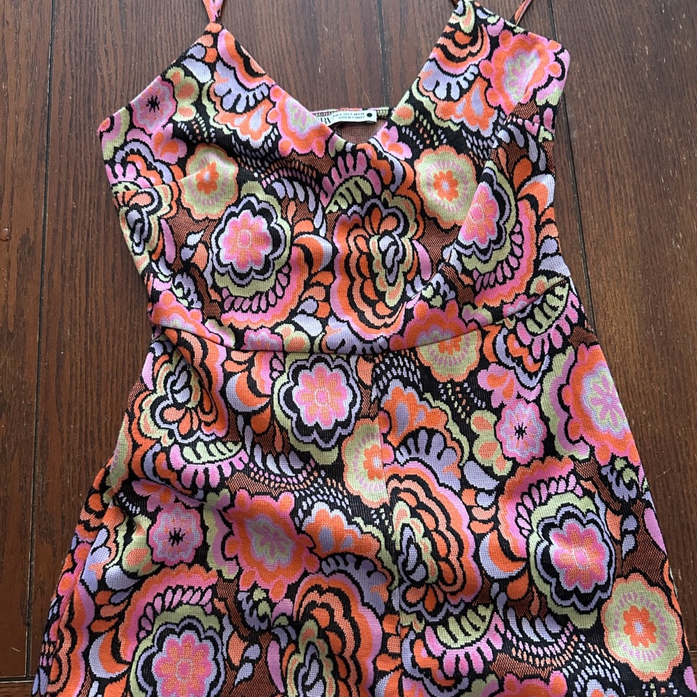 Zara Floral Print Romper Women’s Shorts Retro Style Spaghetti Strap Size S